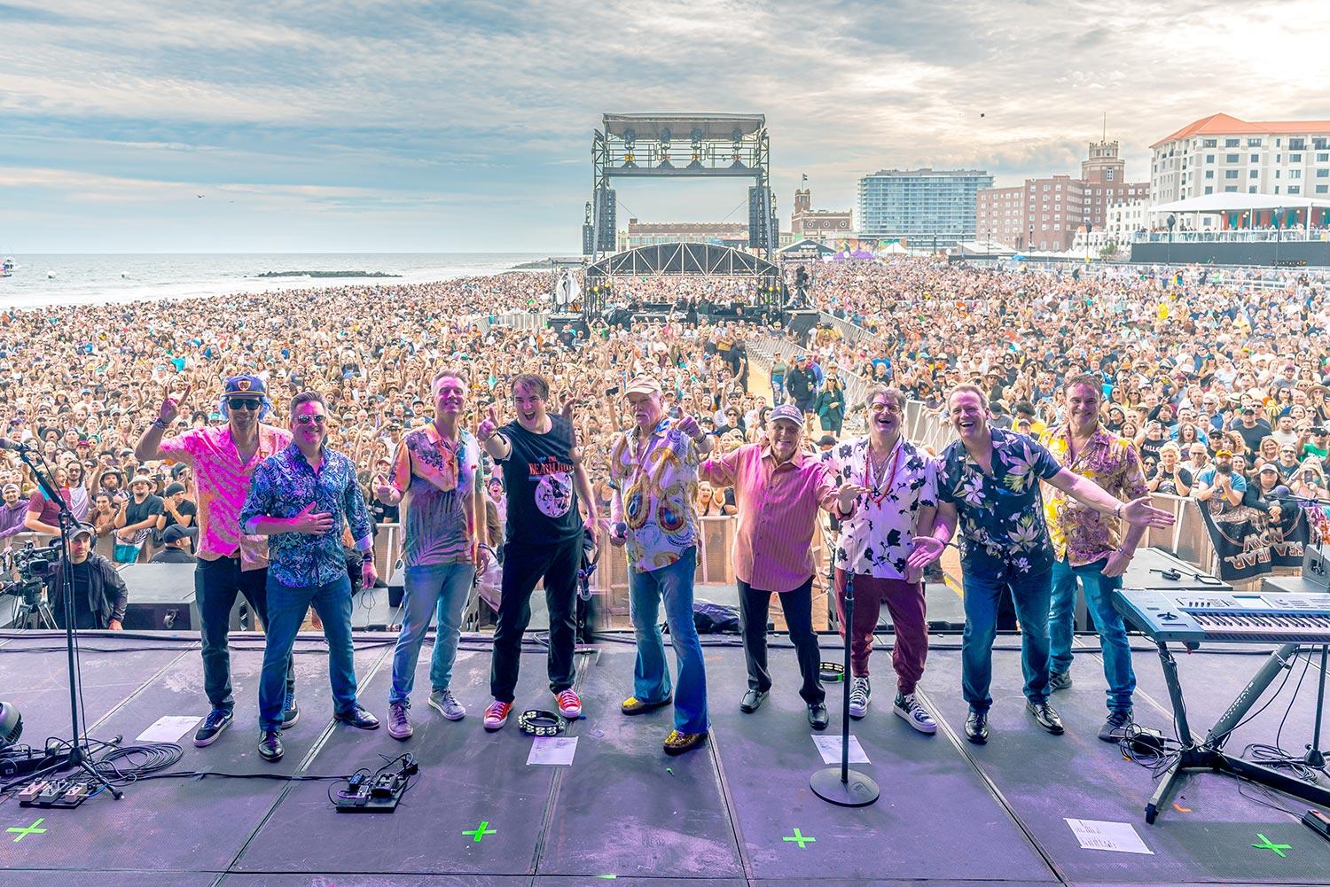 Beach Boys on stage in front of crowd